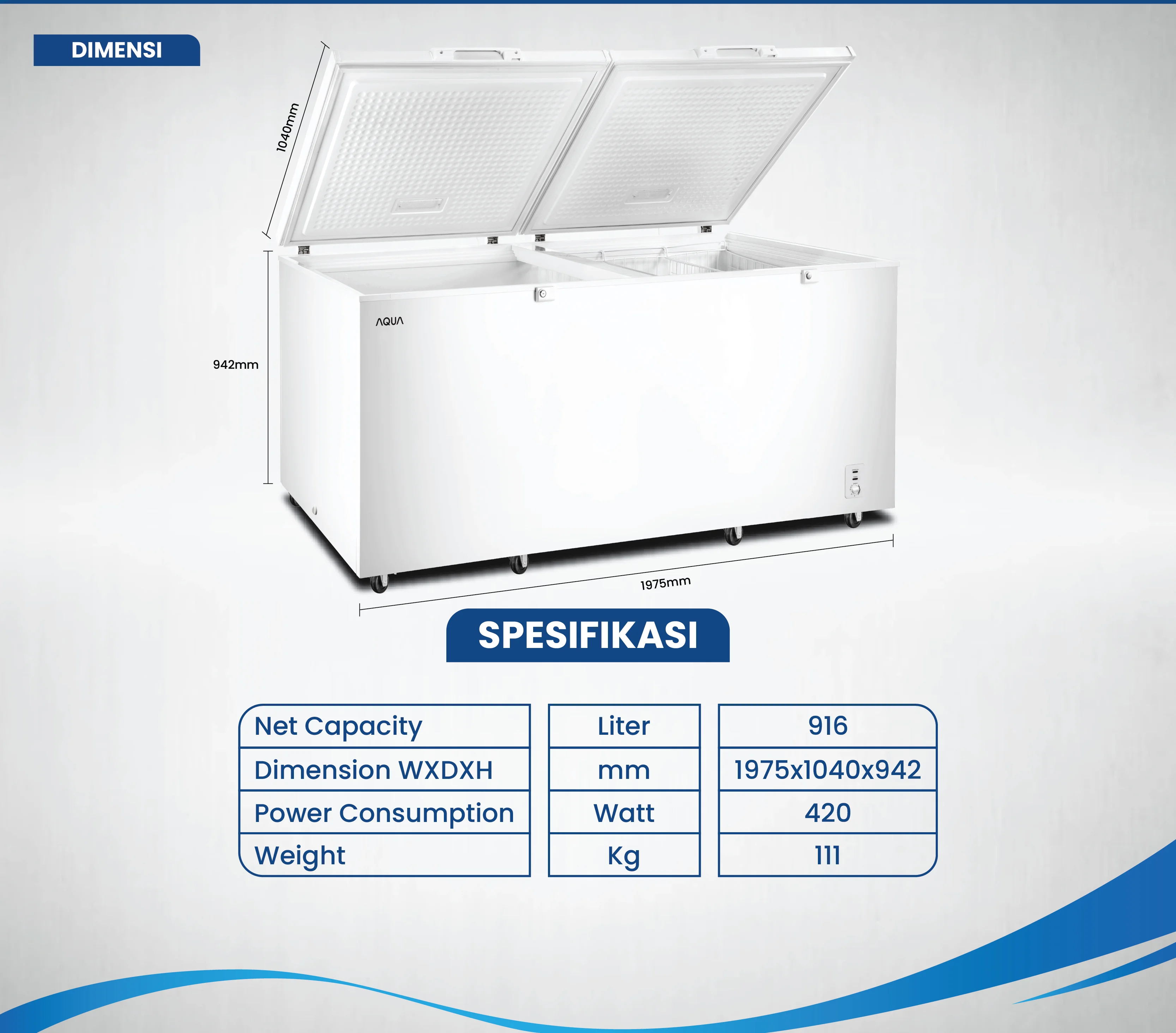 CHEST FREEZER AQUA Elektronik AQF-980GC